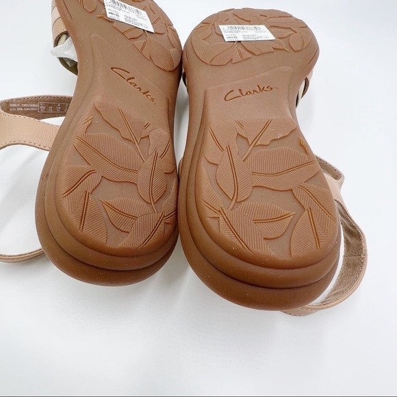 Clarks Size 9.5 Ada Mist Tan Beige Blush Pink Praline Leather Sandals Shoes - Picture 13 of 14